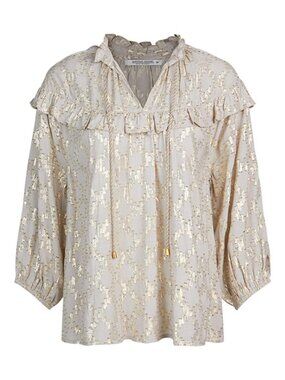 Top ruffle lurex jacquard - Beige